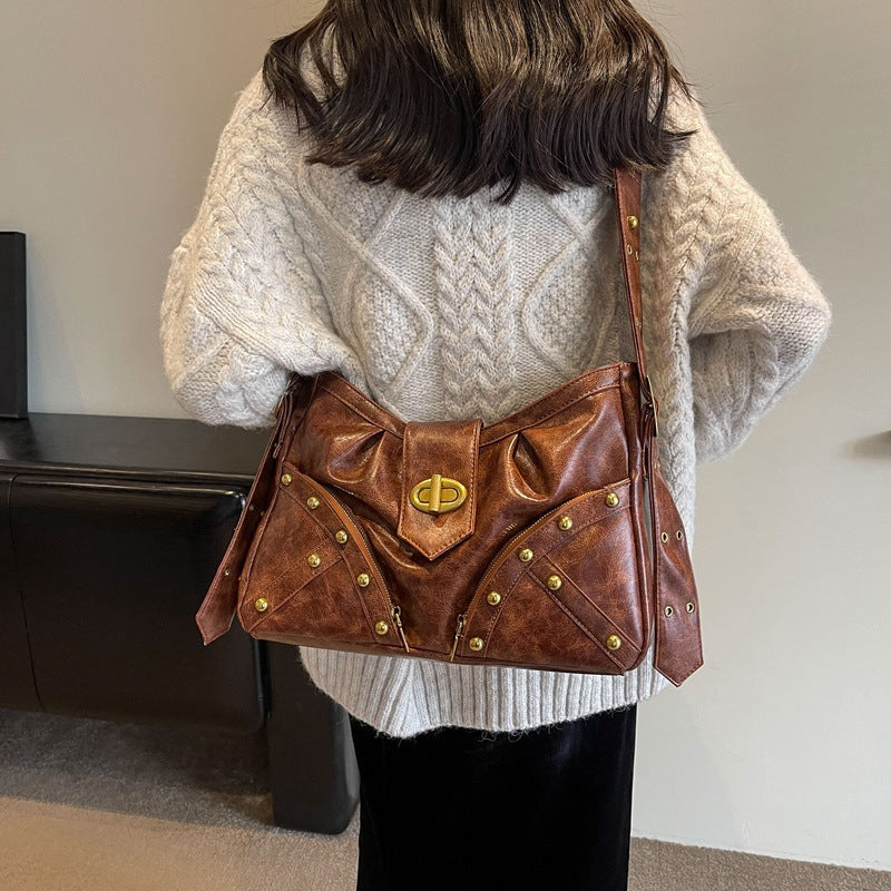 high sense heavy industry rivets y2g hot girl underarm bag