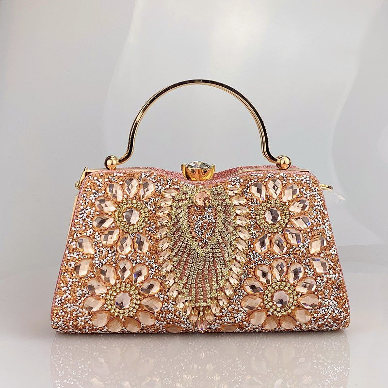 womens shiny banquet clutch horizontal square