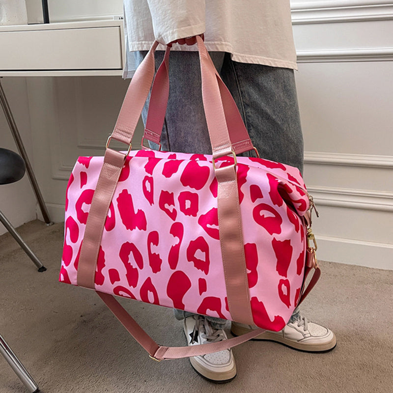 women travel duffel bag cow pattern handbag fitness sports shoulder bags
