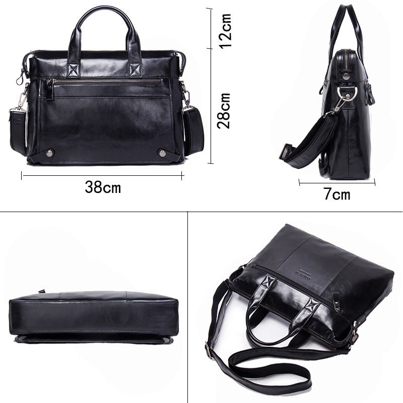 leather mens one shoulder messenger business briefcase