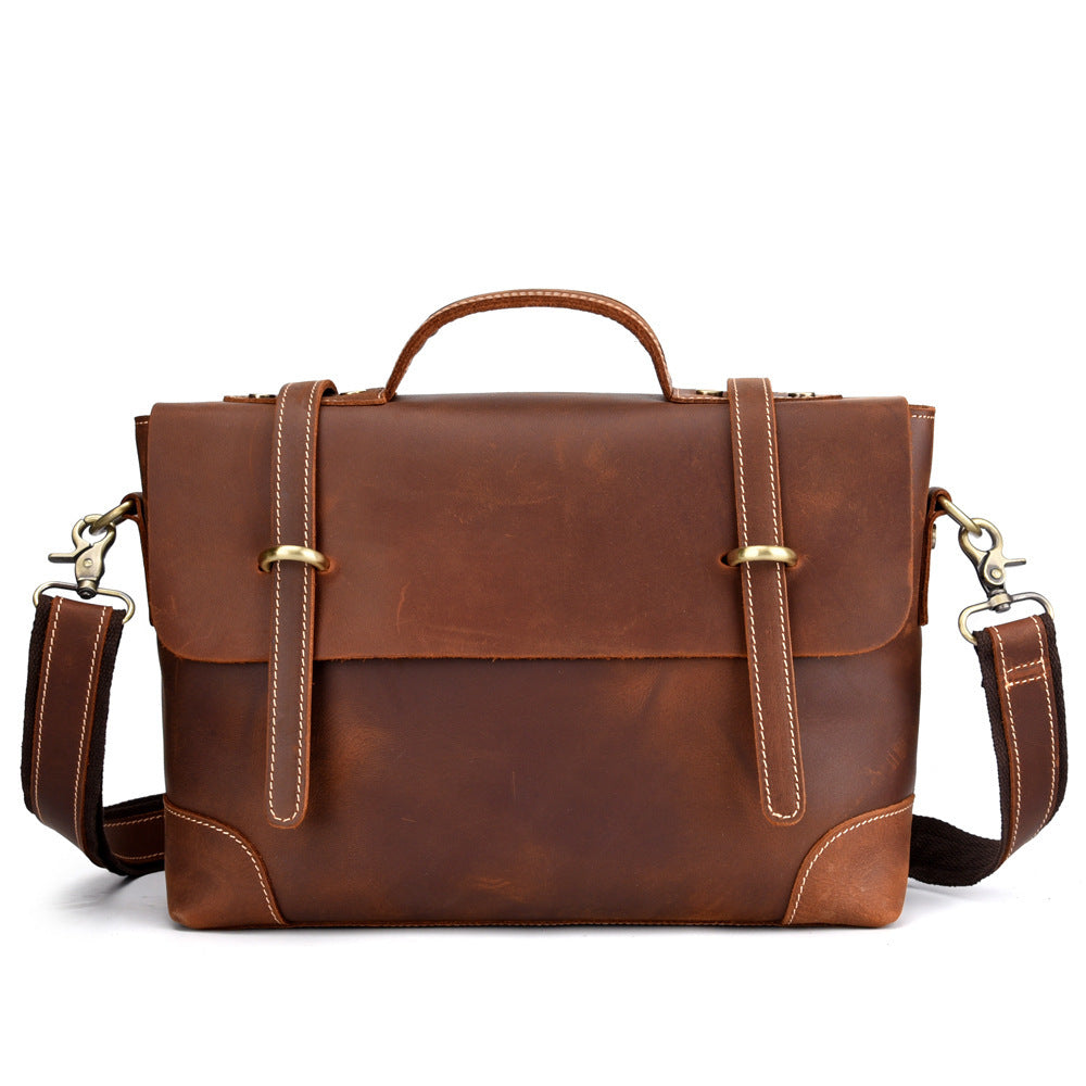 leather retro mens bag briefcase single shoulder messenger