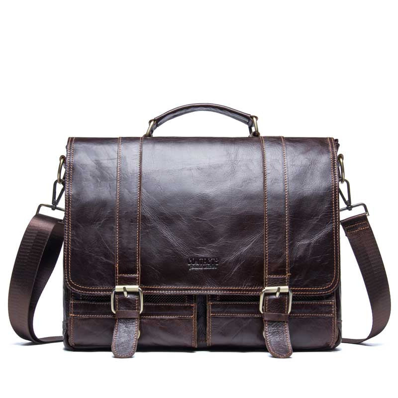 leather business briefcase large capacity diagonal bag