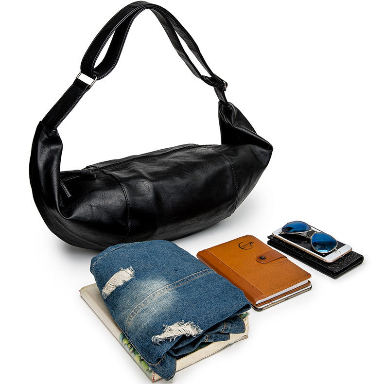 large new mens soft leather crossbody casual travel bag
