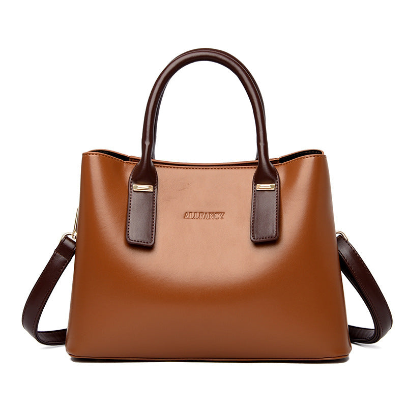 handbag soft leather large capacity versatile shoulder crossbody mom bag