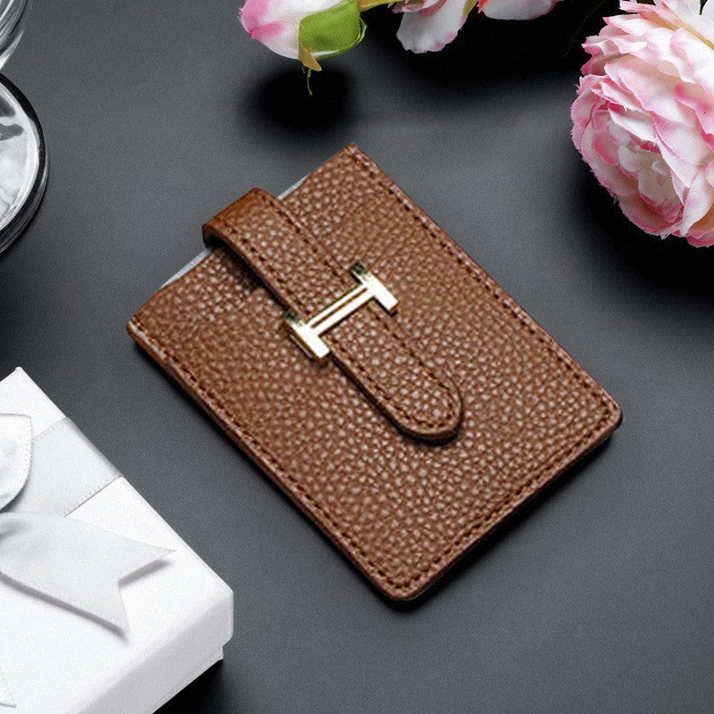 leather card holder pull out card holder thin women