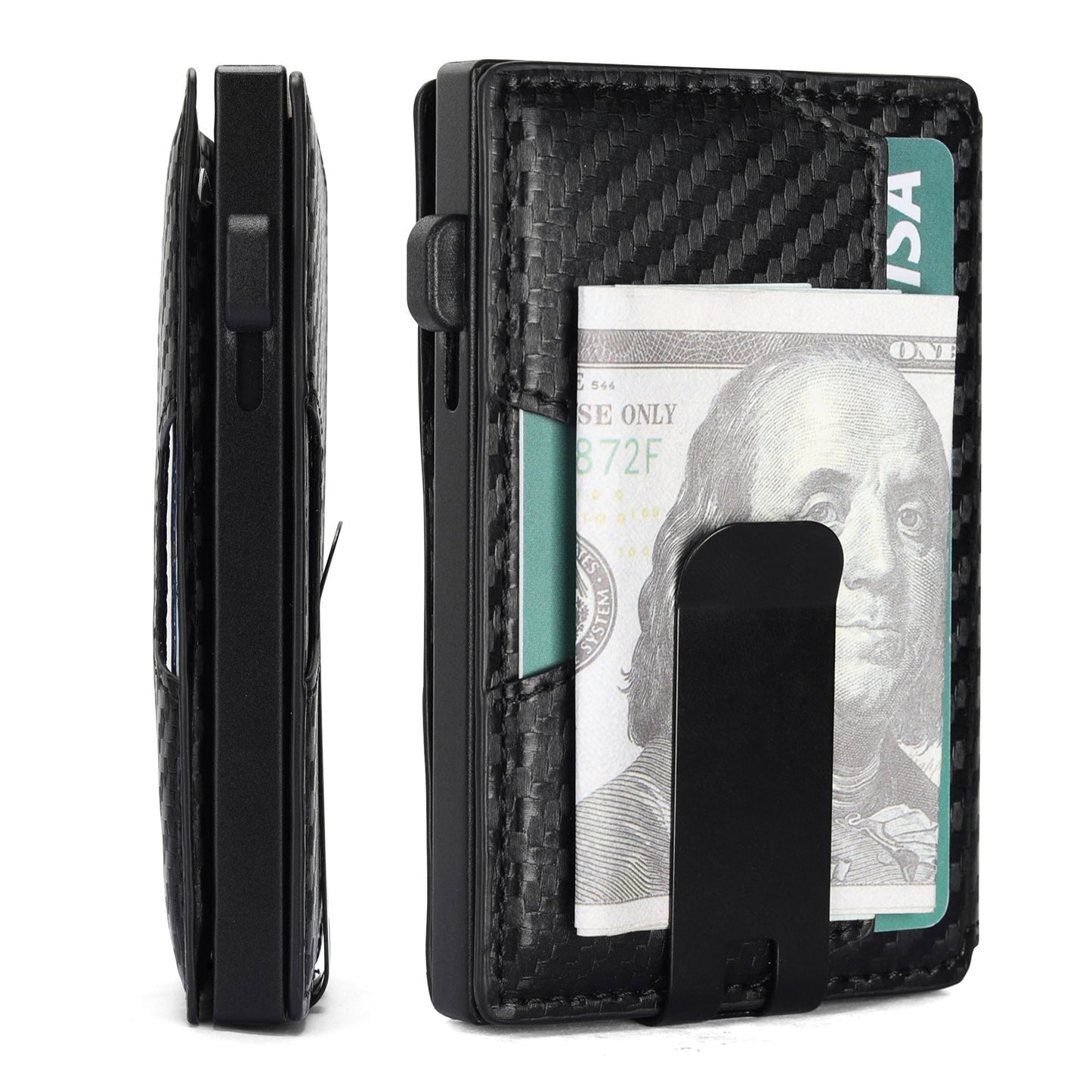 wallet creative carbon fiber pattern simple mens card holder