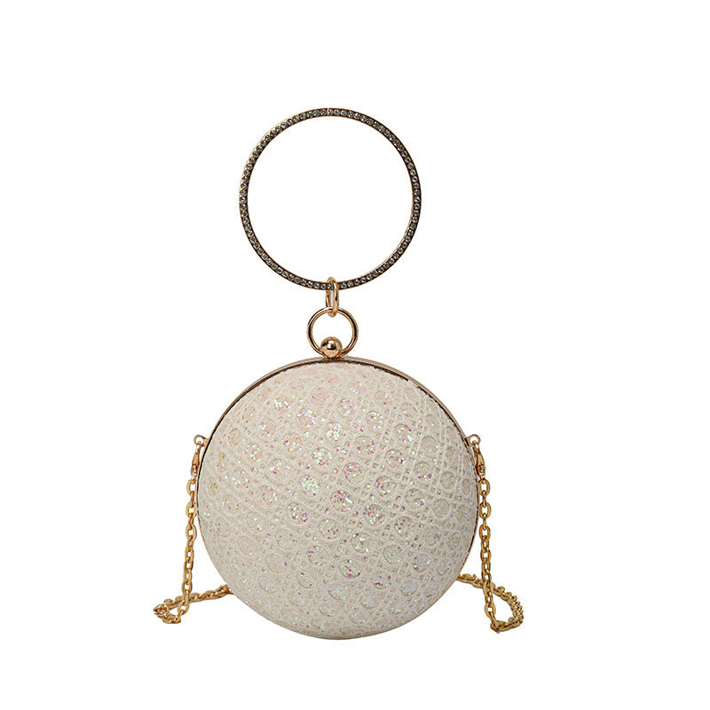 diamond retro shoulder bag womens crossbody chain ball small round bag