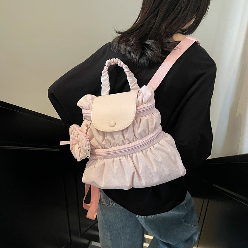 womens fashionable pleated backpack