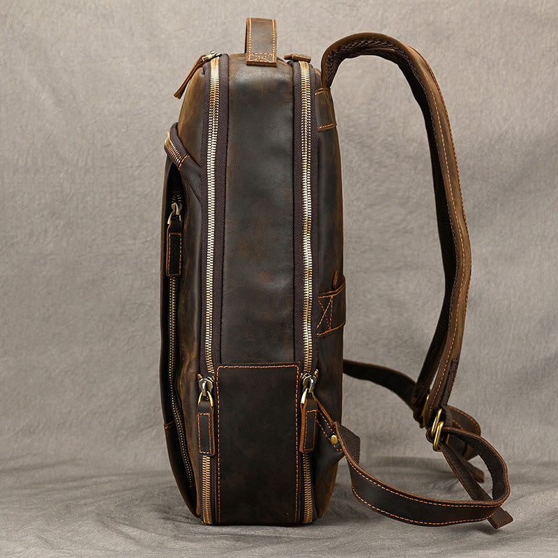 high end mens leather large capacity backpack 16 inch