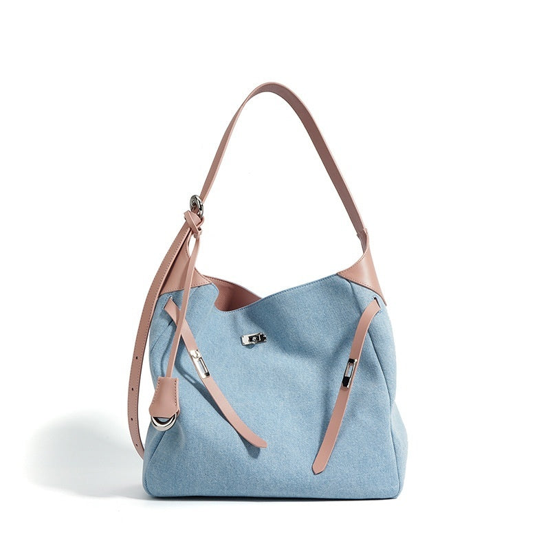 top-layer-cowhide-with-denim-fashion-all-match-large-capacity-shoulder-tote-bag
