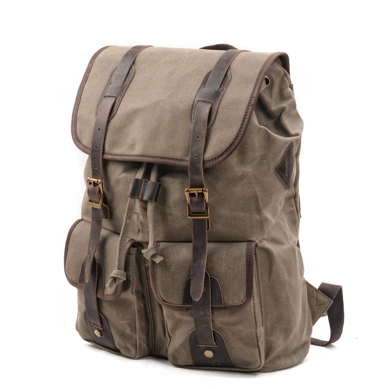 travel backpack canvas stitching crazy horse leather