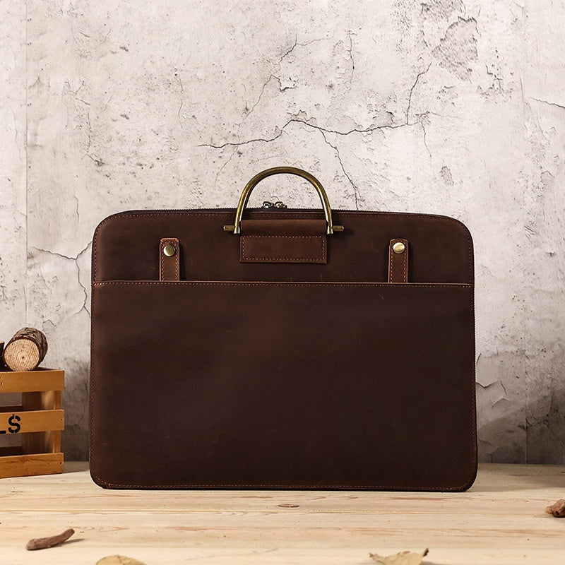 crazy horse leather mens business handbag genuine leather computer bag