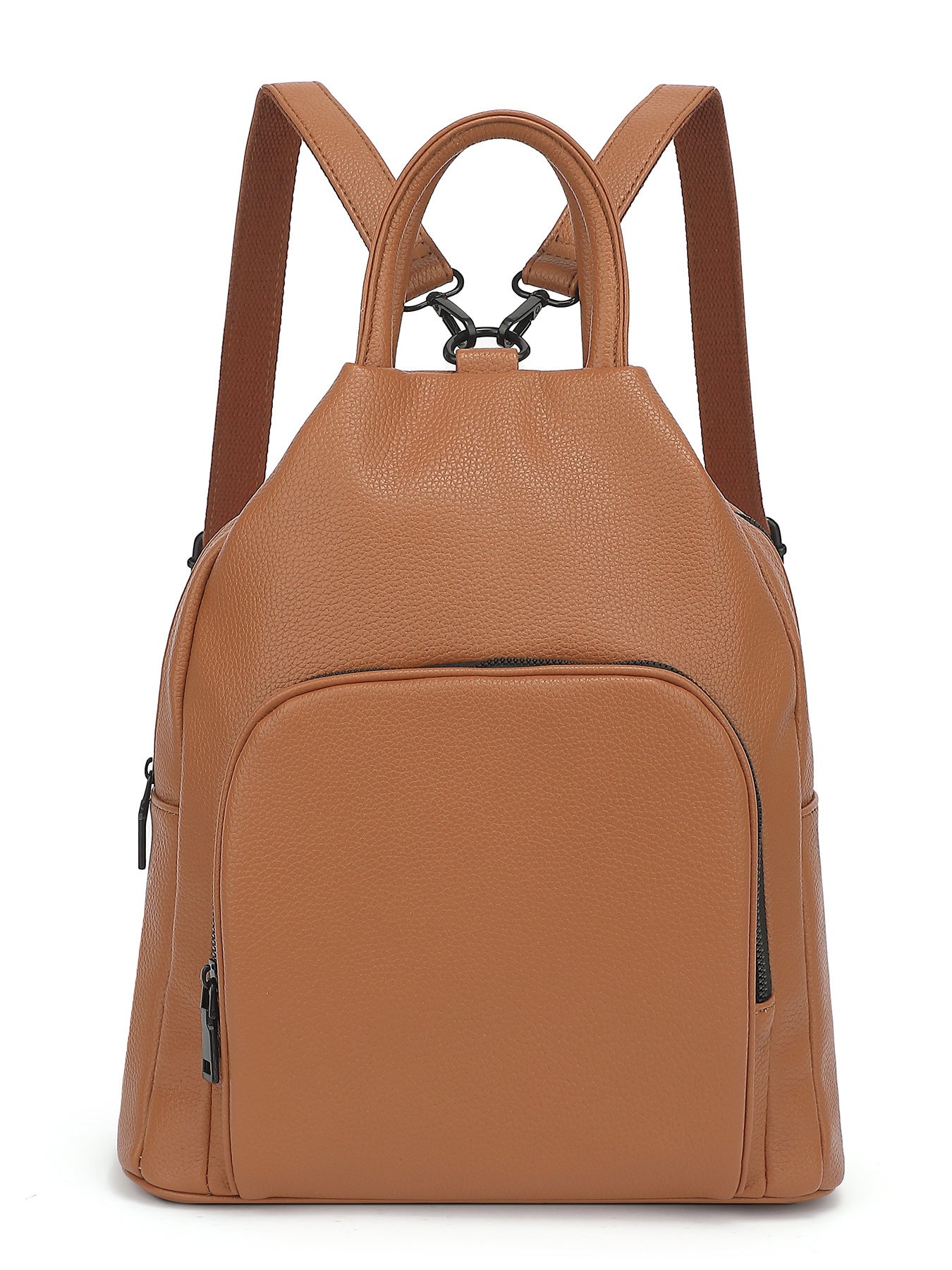 pu backpack practical soft leather zipper handbag