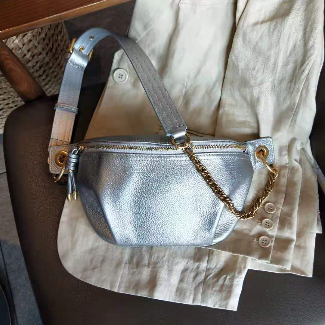 new fashion trendy top layer cow leather wide shoulder strap shoulder messenger bag