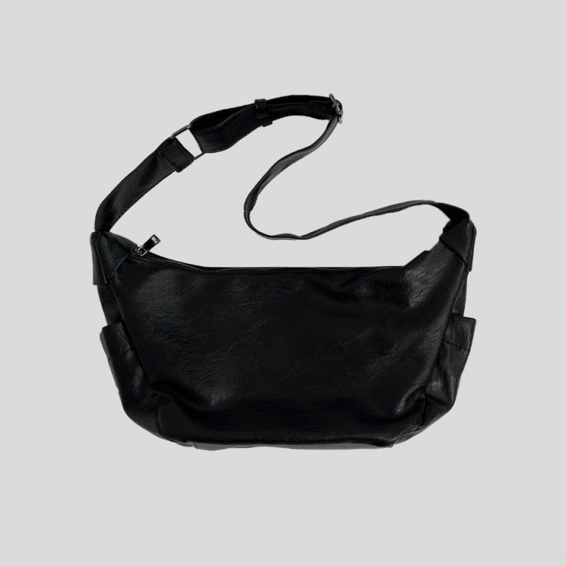 large capacity riding commuter shoulder simple style mens pu leather messenger bag