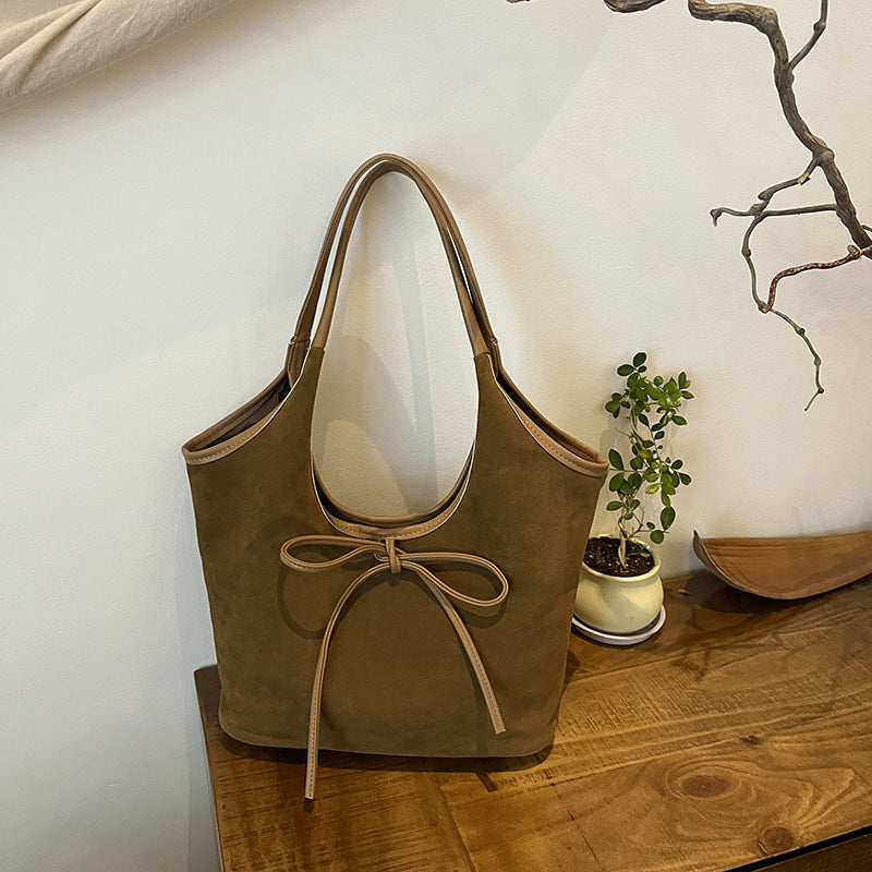 french retro large capacity frosted underarm bag
