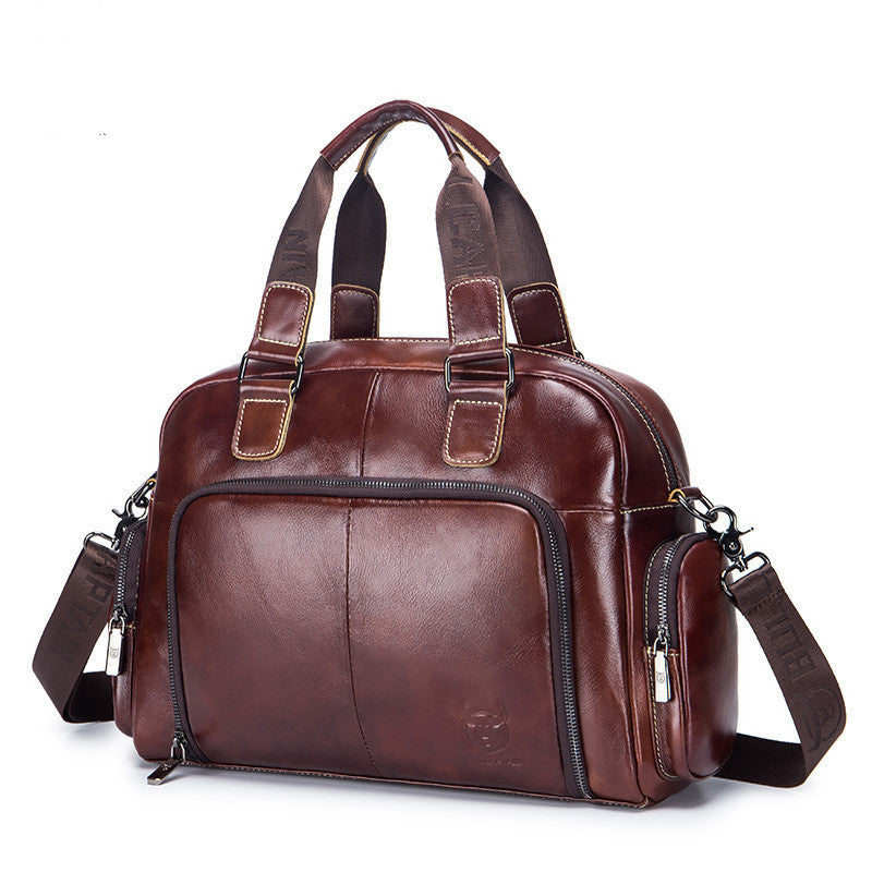 mens leather briefcase can be used for 14 inch laptop