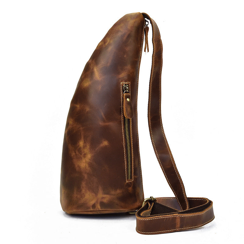 european and american retro mens chest bag crazy horseskin