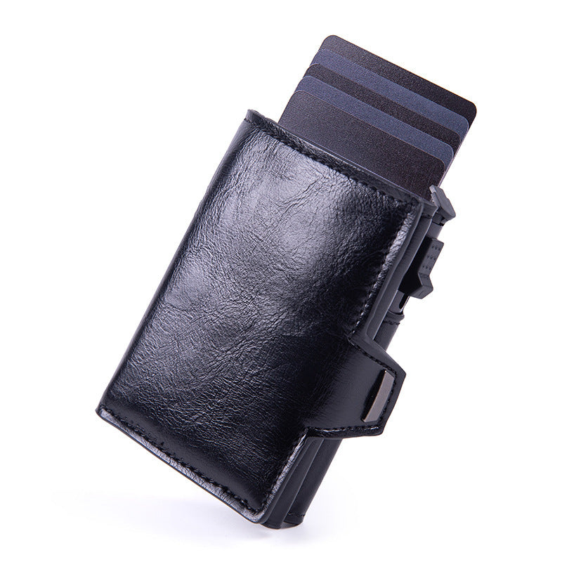 mens high grade folding leather carbon fiber card package