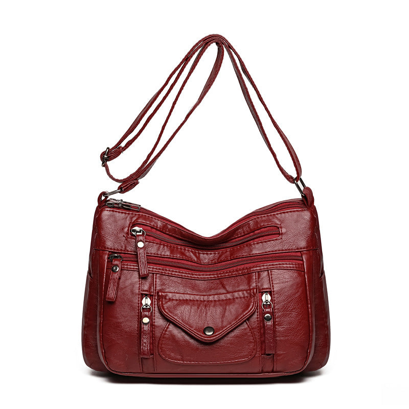 fashion womens soft leather large capacity shoulder bag