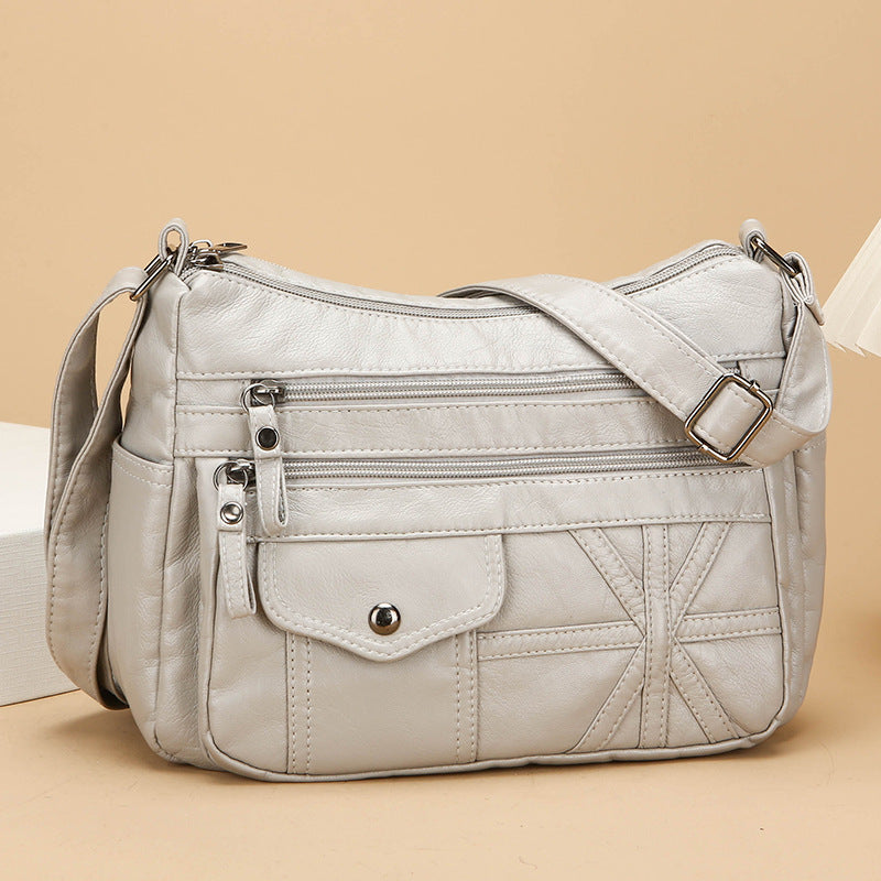 womens multi compartment large capacity pu soft leather fashion crossbody bag