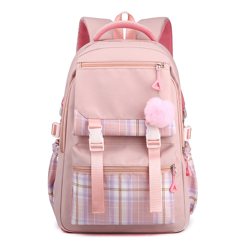 Women's Solid Color Simple Multi-layer Computer Backpack
