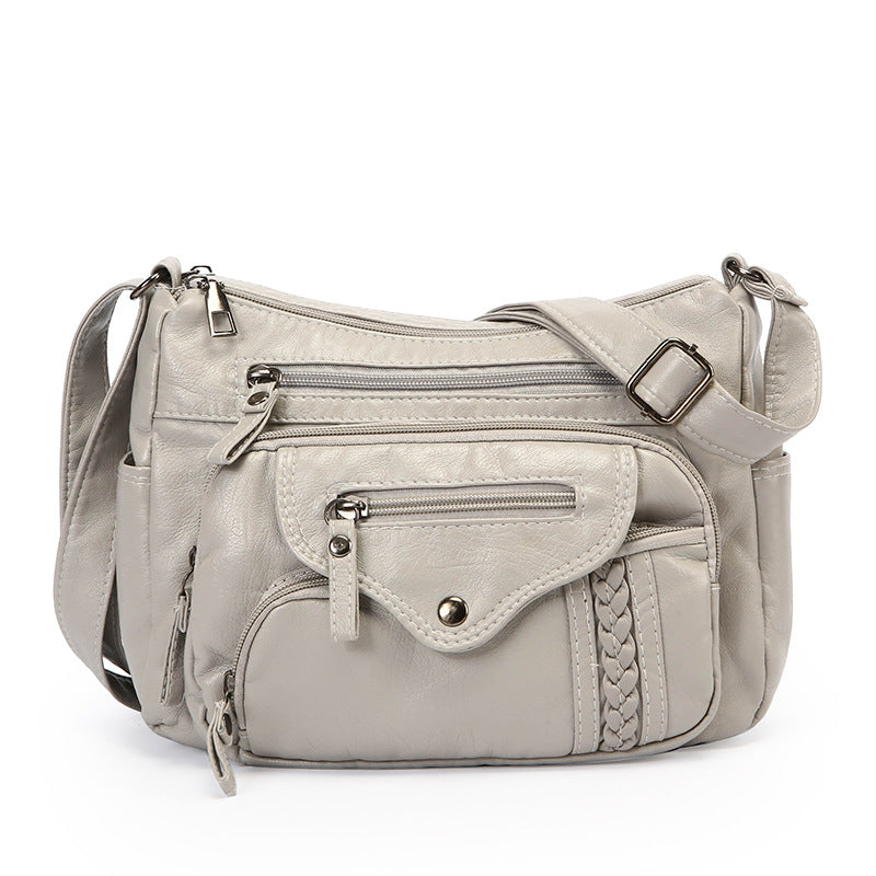 womens fashionable large capacity soft leather shoulder bag