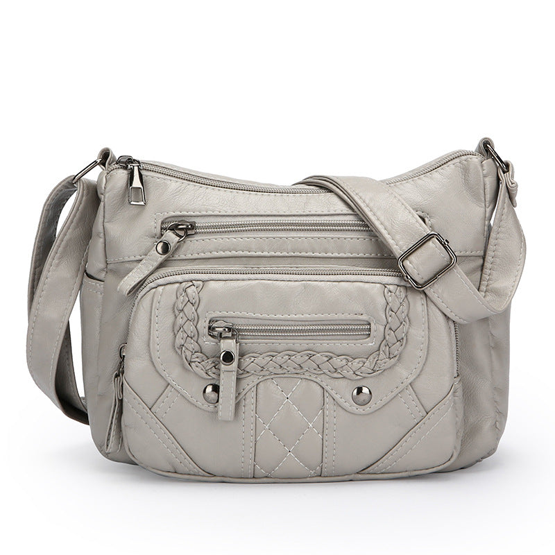 advanced texture soft leather shoulder messenger bag