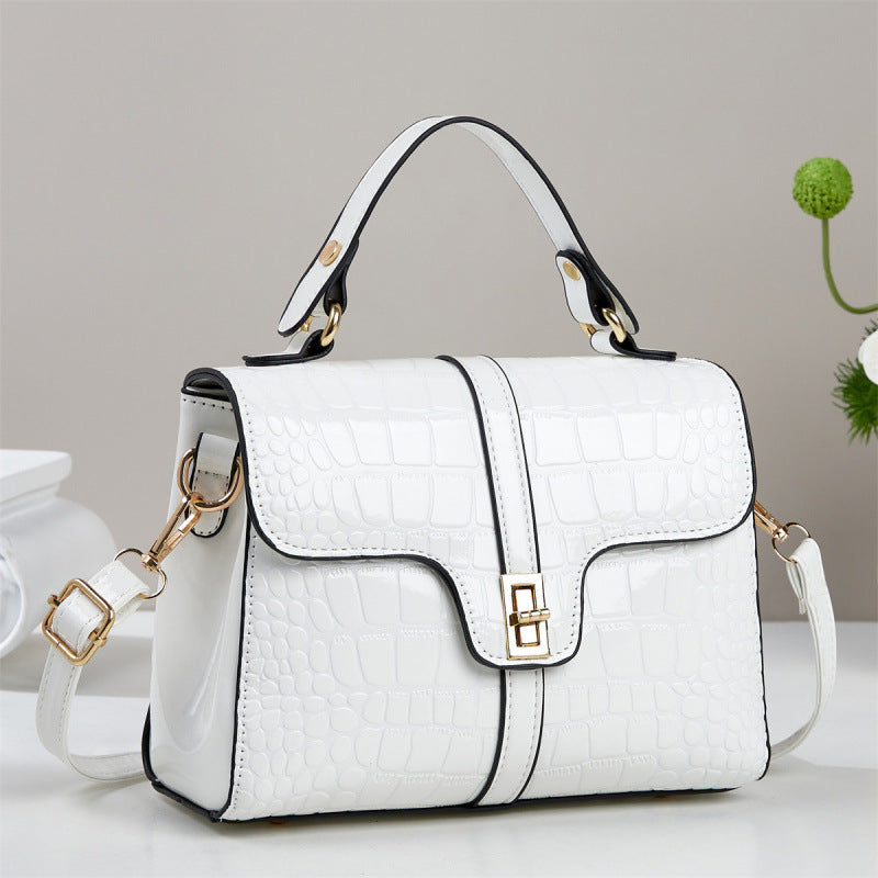 Sleek Stone-patterned Patent Leather Crossbody Bag That Pairs Effortlessly With Any Outfit