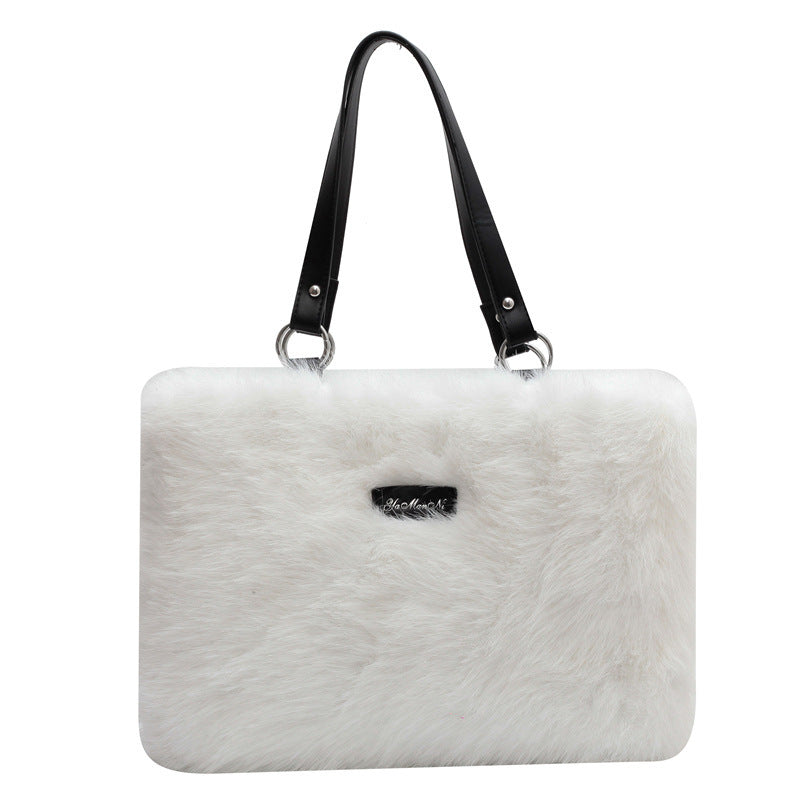 winter plush bags women flowers shoulder bag handbag