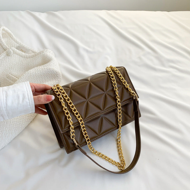 western style rhombus embroidery thread shoulder messenger bag
