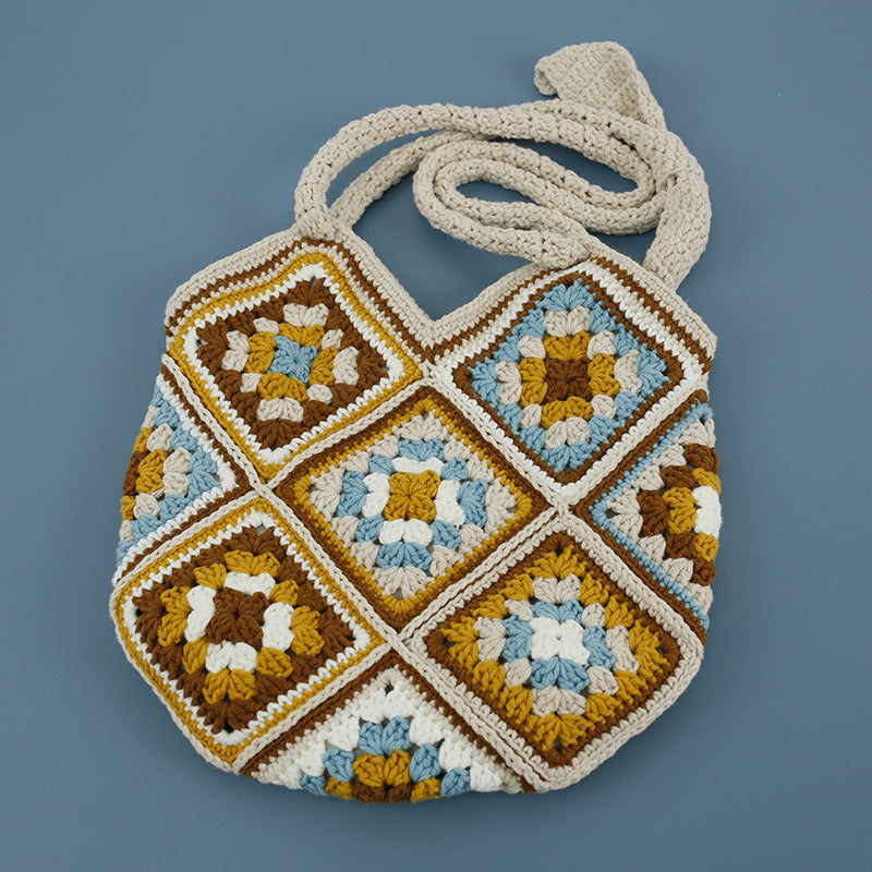 Ethnic Style Grandmother Plaid Shoulder Bag
