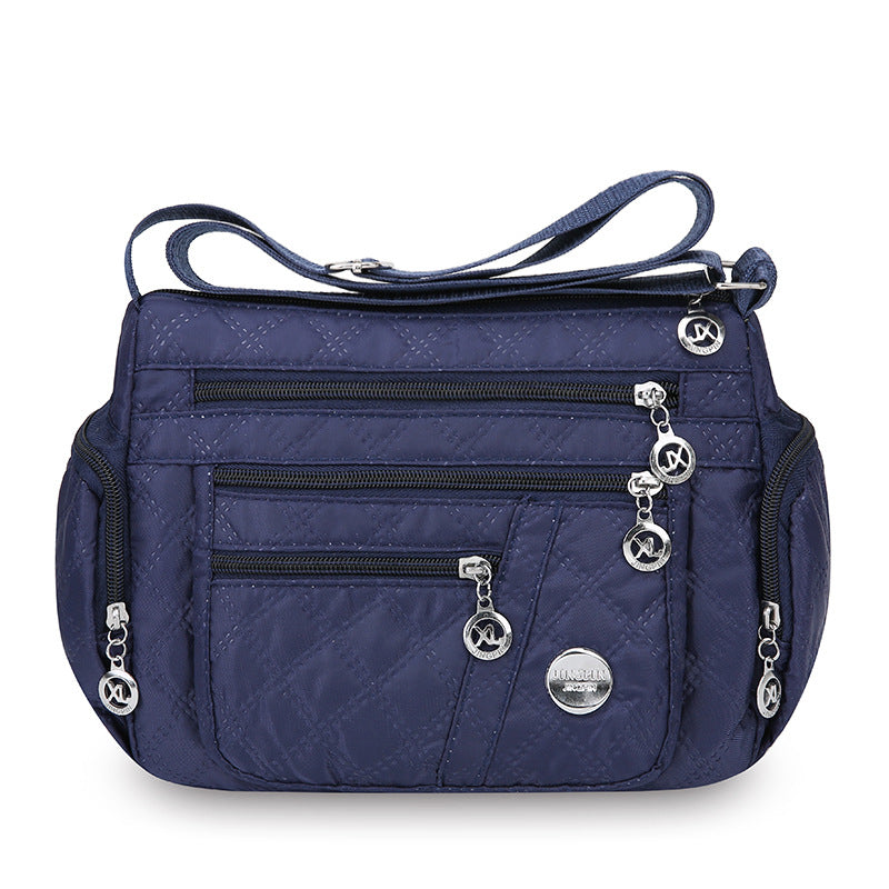 Large-Capacity Quilted Embroidery Thread Simple Shoulder Bag With Three-Layer Storage