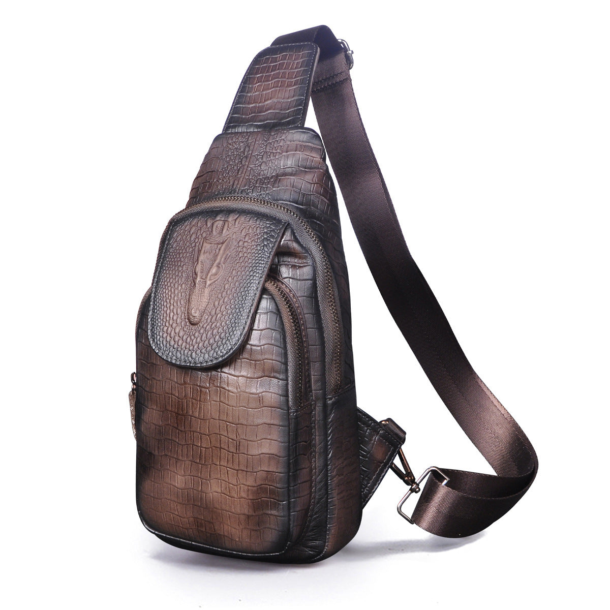 mens simple retro first layer cowhide messenger bag