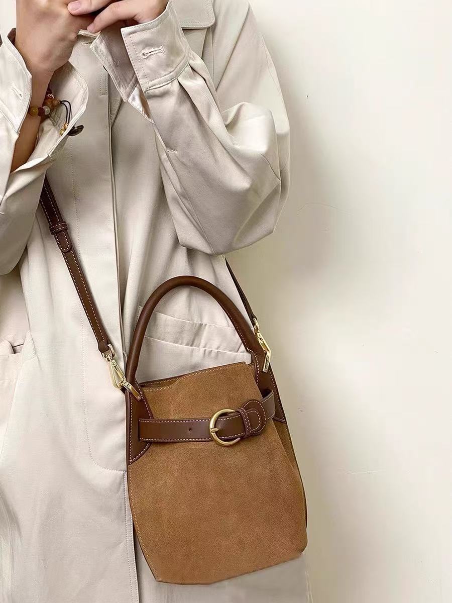 purple velvet bucket womens shoulder messenger bag