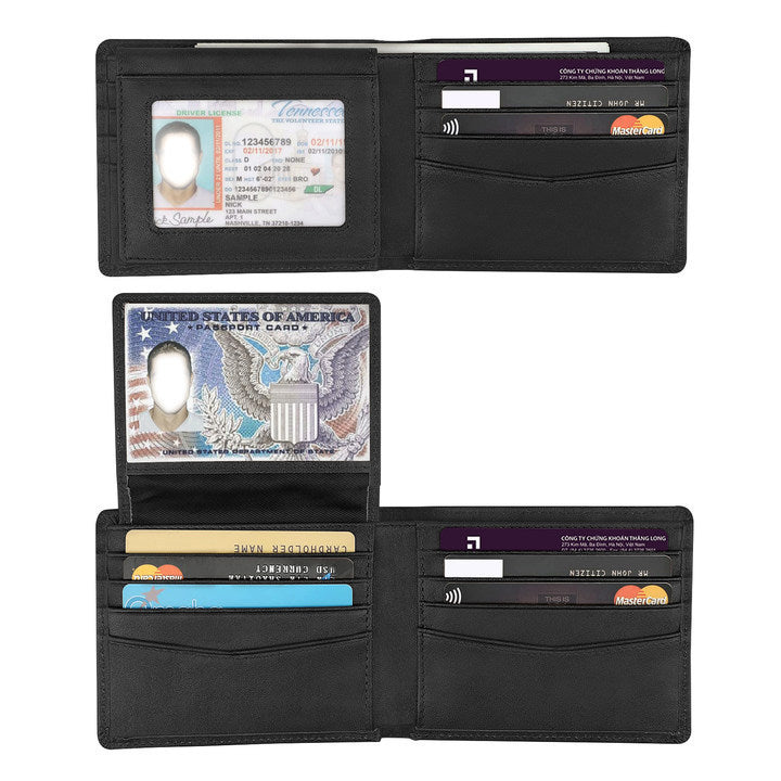 anti theft swiping texture multiple card slots three fold wallet