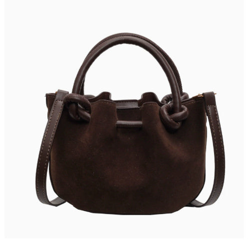 high sense niche female autumn winter retro fashion frosted crossbody bag