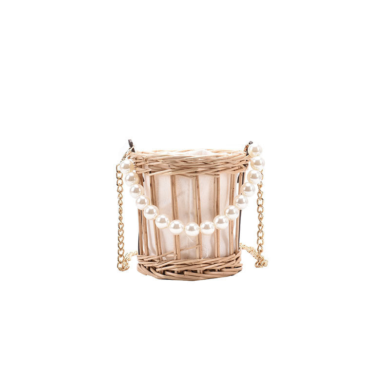 Simple Pearl Portable Straw Woven Bag