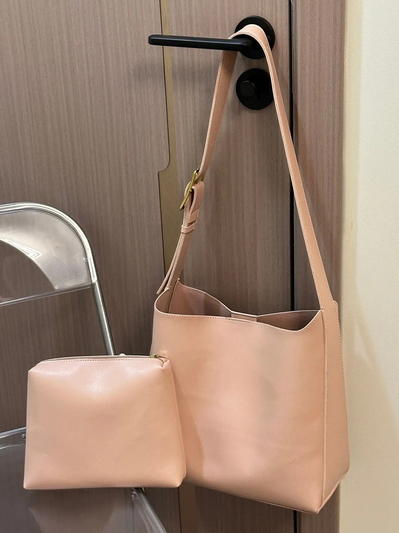 new fashion all match bucket large capacity simple casual two piece suit shoulder messenger bag