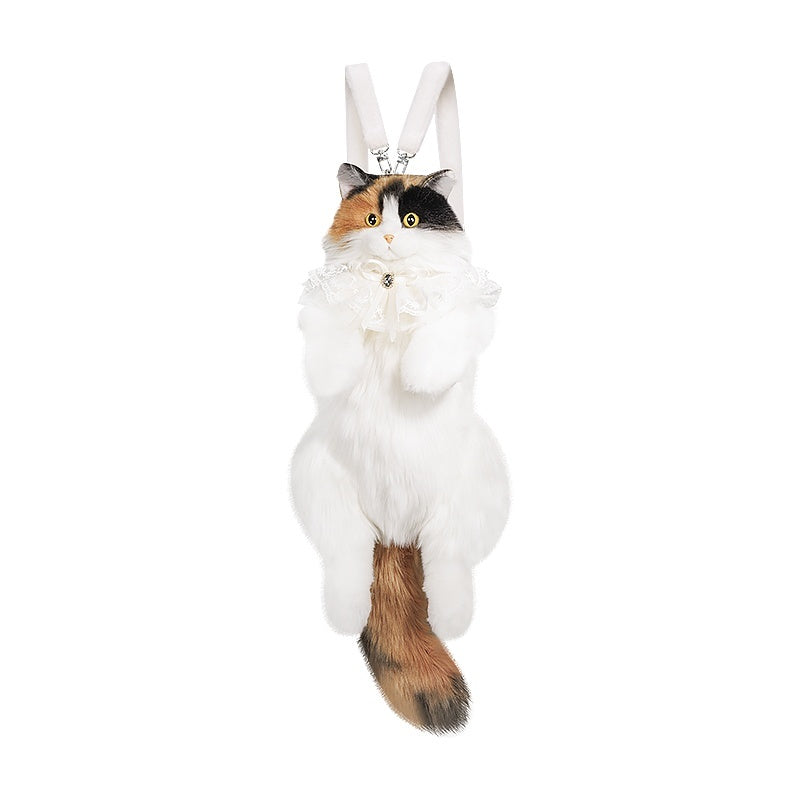 three flower cat plush toy simulation backpack