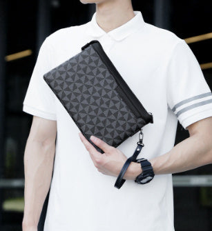 mens plaid leather portable envelope fashion youth wallet