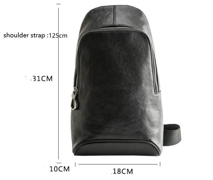 mens cowhide large capacity cross body vintage chest bag