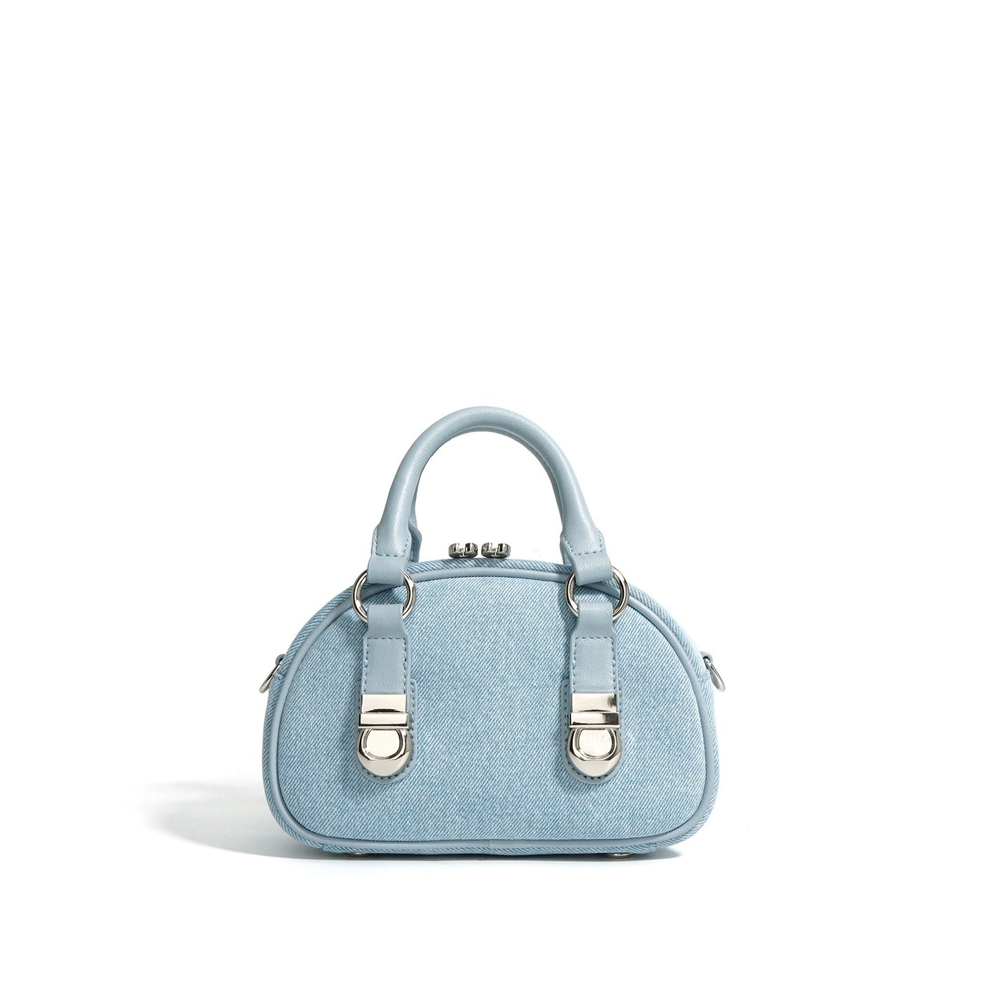 first layer cowhide with denim bun shaped bag