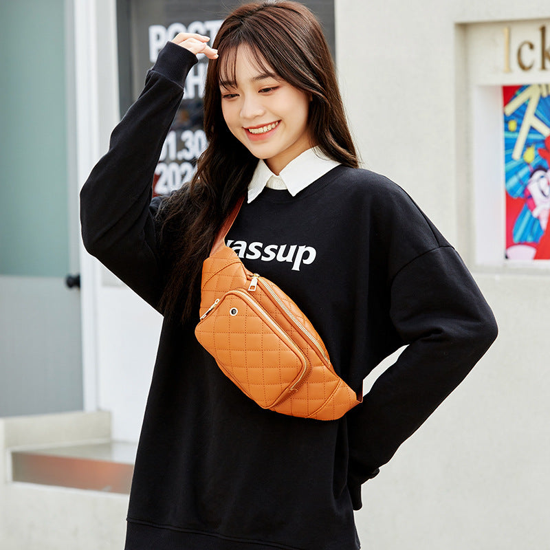 new womens fashion embroidered crossbody bag casual rhombus pu pocket