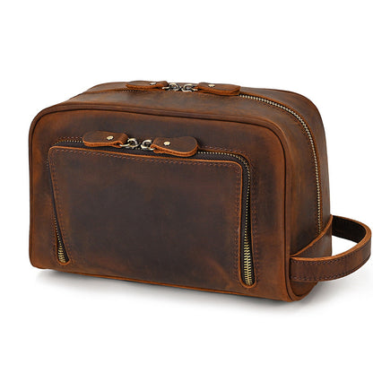 large capacity vintage top layer cowhide storage bag