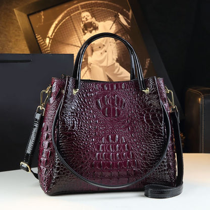 Stylish Textured And Colorful Crocodile-Print Womens Shoulder Bag