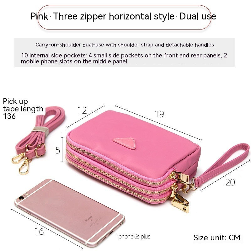 triple zipper mini square bag