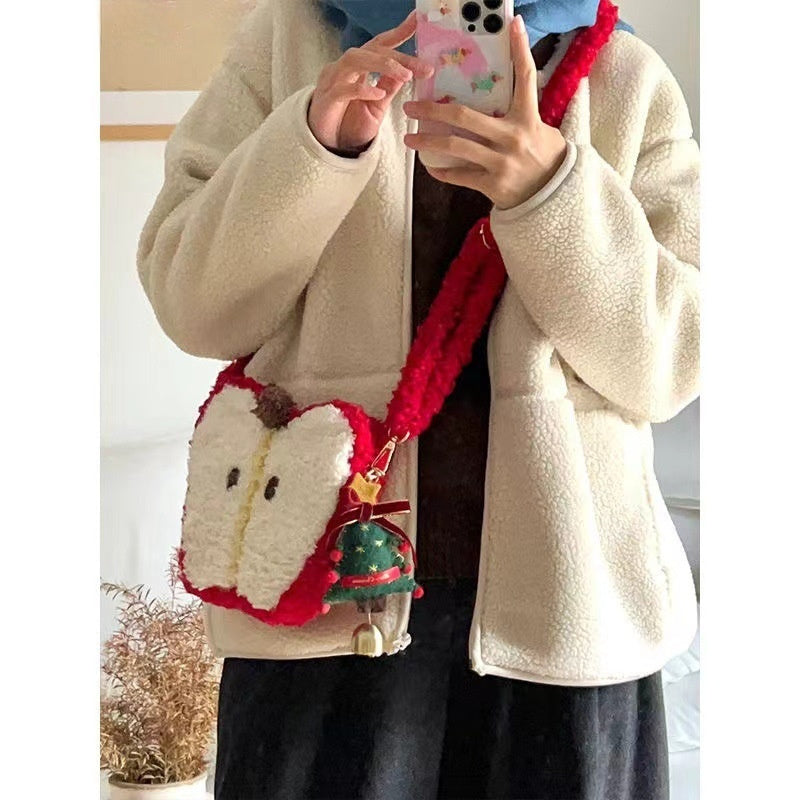 christmas plush crossbody shoulder bag