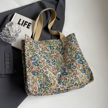 flowers canvas handbag fashion large capacity shoulder bags for women