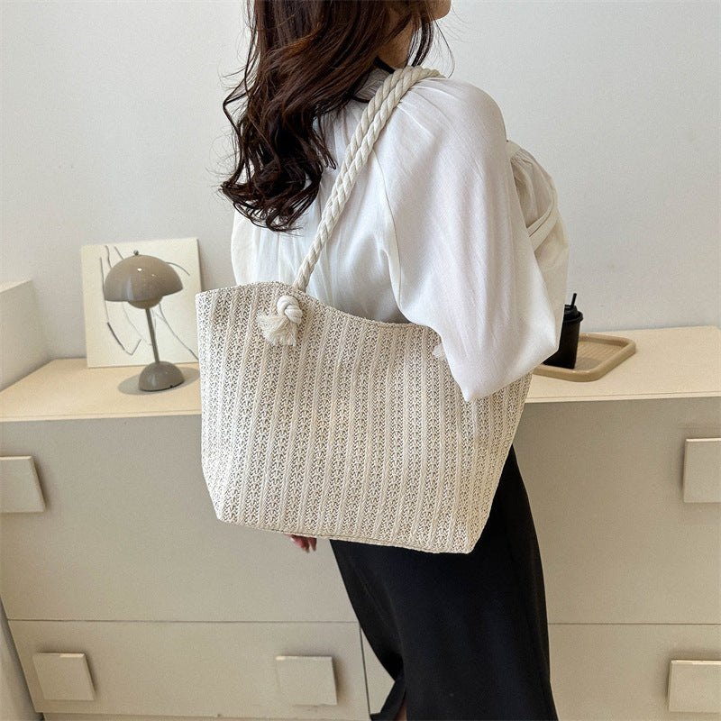 womens fashion straw large capacity shoulder tote bag